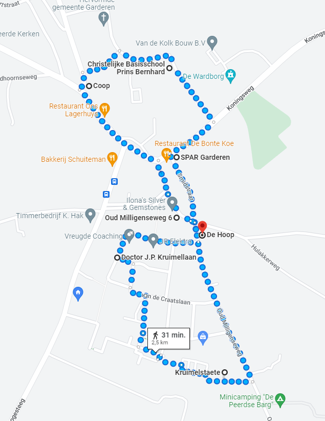 Route lampionnenoptocht 2022 Route lampionnenoptocht 2022